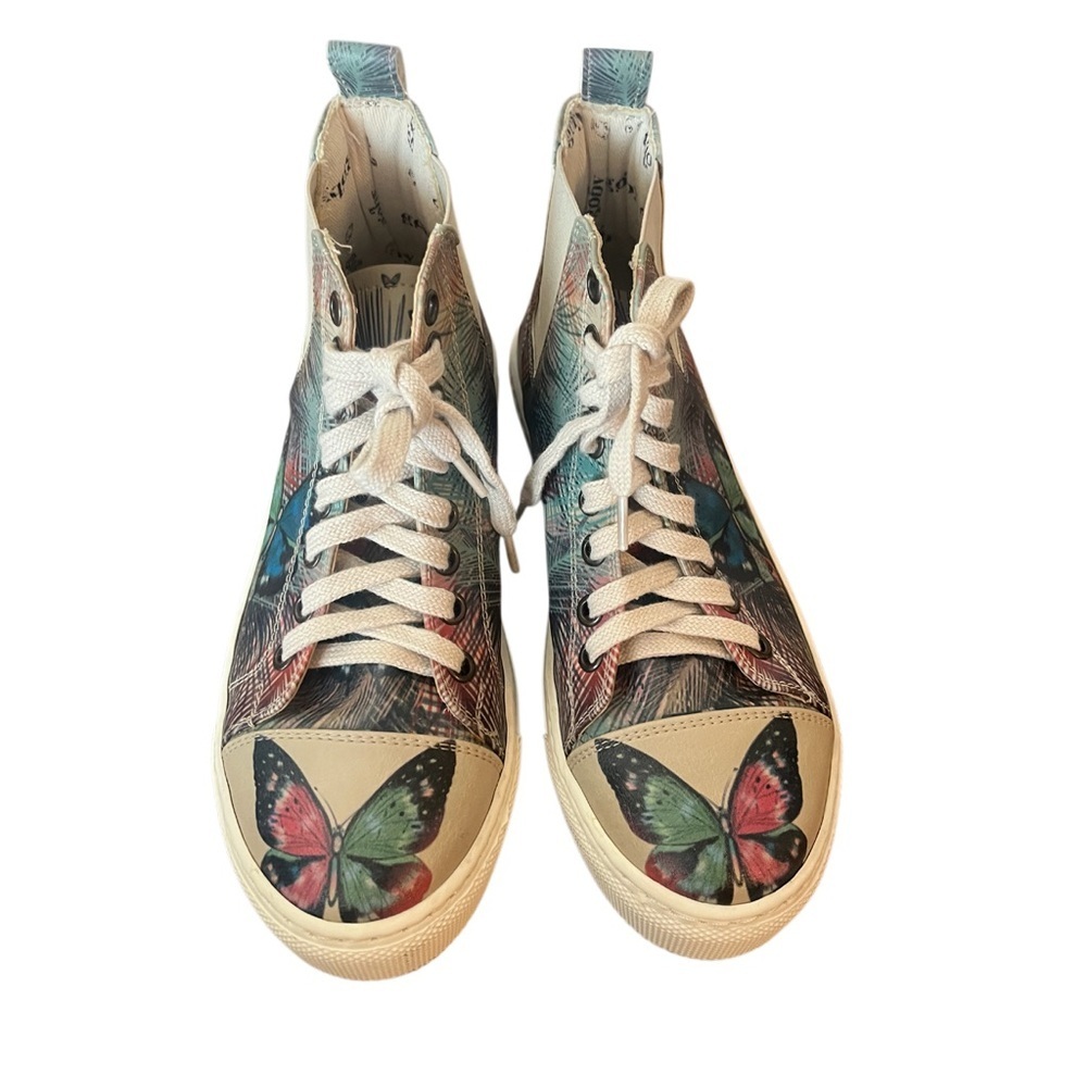 High-Top Sneakers with Colorful butterfly Pattern by Goby- Size 5
